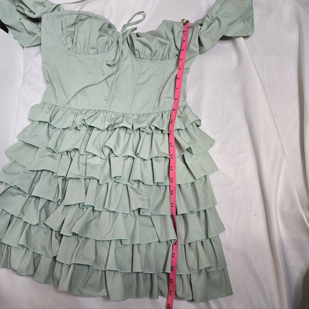 DOLLS KILL sage green regencycore Exchanging Love Letters mini dress XL‎ - Picture 9 of 9